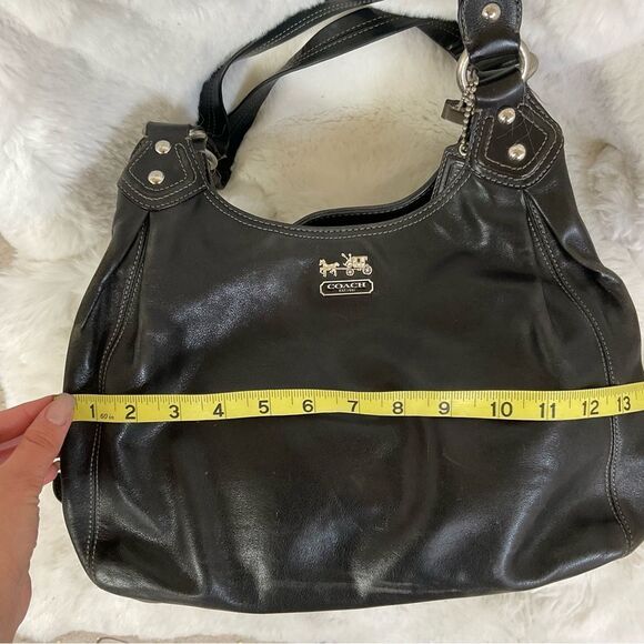 Coach Woman Black Leather Madison Maggie 3 Section Hobo Shoulder Tote Bag 14336 - Picture 15 of 17